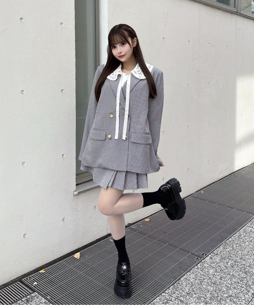 one way（ワンウェイ）の「レース衿テーラージャケット（テーラードジャケット・レディース・ブラウン系その他/グレー系その他/グレー・FREE）」の13枚目の写真