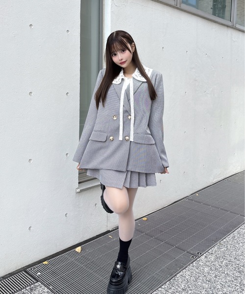 one way（ワンウェイ）の「レース衿テーラージャケット（テーラードジャケット・レディース・ブラウン系その他/グレー系その他/グレー・FREE）」の14枚目の写真