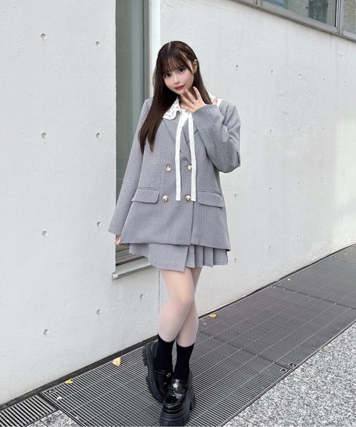 one way（ワンウェイ）の「レース衿テーラージャケット（テーラードジャケット・レディース・ブラウン系その他/グレー系その他/グレー・FREE）」の15枚目の写真