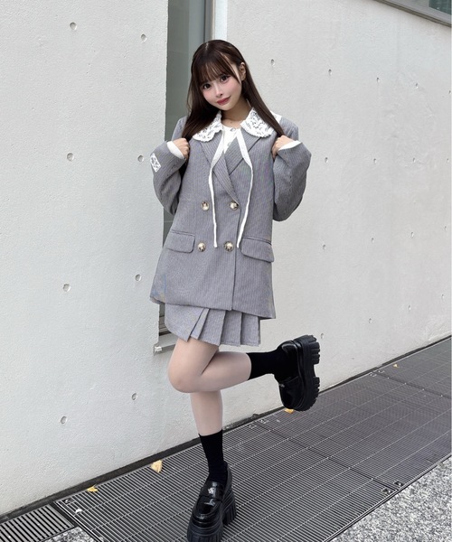 one way（ワンウェイ）の「レース衿テーラージャケット（テーラードジャケット・レディース・ブラウン系その他/グレー系その他/グレー・FREE）」の16枚目の写真