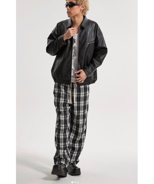 CREO STORE(クレオストア)の「【IAMU】Unisex Outer (Leather) フェイクレザーオーバージャケット(ライダースジャケット・レディース・ブラック・FREE)」の3枚目の写真