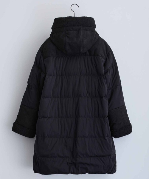 新品タグ付き✨ヨソオウ　ダウンジャケット ブラック　異素材切り替え　サイズ２ YOSOOU/ヨソオウ】Boa Docking Stand Hood Coat/ボアドッキング