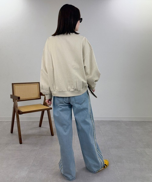 mellomela.(メロメラ)の「サイドフリンジワイドデニム(デニムパンツ・レディース・ダークネイビー/ライトブルー/ブルー・L/M)」の22枚目の写真