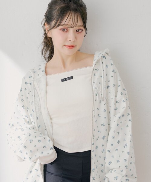 Chico(チコ)の「パターンメッシュカップ付きレースコンパクトトップス(Tシャツ/カットソー・レディース・アイボリー/ブラック/ブルー/ホワイト系その他2・FREE)」の8枚目の写真