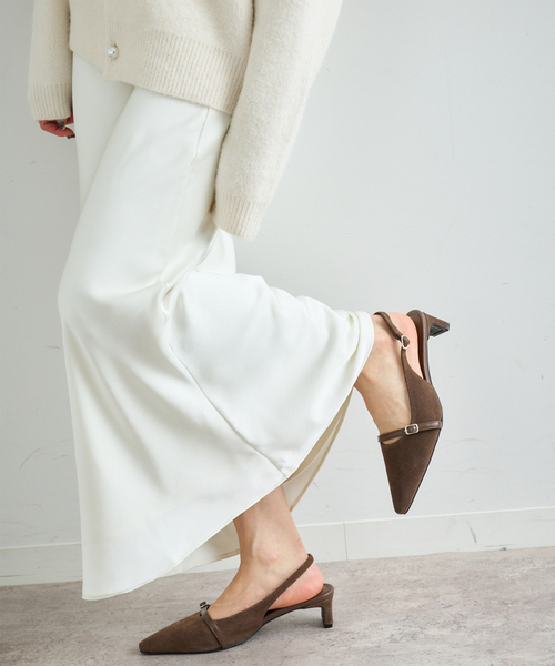 U by SPICK&SPAN（ユーバイスピックアンドスパン）の「サテンロングスカート（スカート・レディース・チャコールグレー/White・FREE）」の17枚目の写真