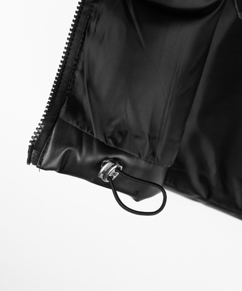 me+em select(ミームセレクト)の「【 2color 】フェイクレザースタンドカラーパフダウンベスト / fake leather stand collar puff down vest(ダウンベスト・レディース・アイボリー/ブラック・FREE)」の3枚目の写真