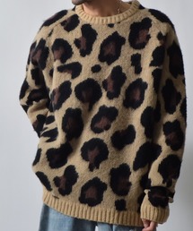 DOUBLE STEAL | DSクルーネックショートシャギーレオパードニット(ニット/セーター)