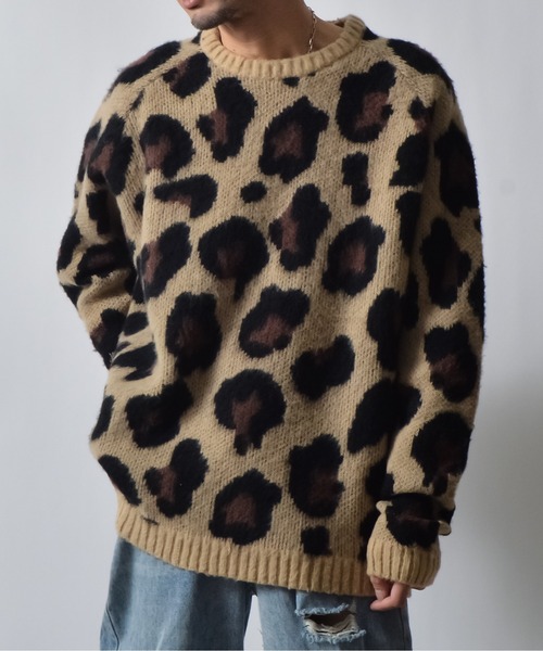 DOUBLE STEAL（ダブルスティール）の「DSクルーネックショートシャギーレオパードニット（ニット/セーター・メンズ・ベージュ・LARGE/MEDIUM）」の3枚目の写真
