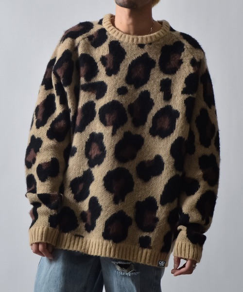 DOUBLE STEAL（ダブルスティール）の「DSクルーネックショートシャギーレオパードニット（ニット/セーター・メンズ・ベージュ・LARGE/MEDIUM）」の4枚目の写真