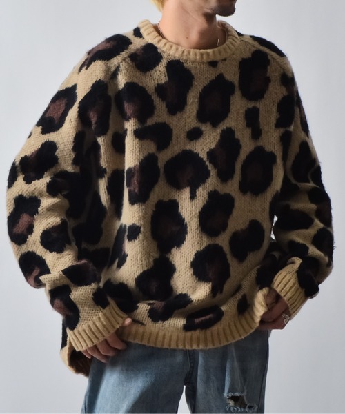 DOUBLE STEAL（ダブルスティール）の「DSクルーネックショートシャギーレオパードニット（ニット/セーター・メンズ・ベージュ・LARGE/MEDIUM）」の5枚目の写真