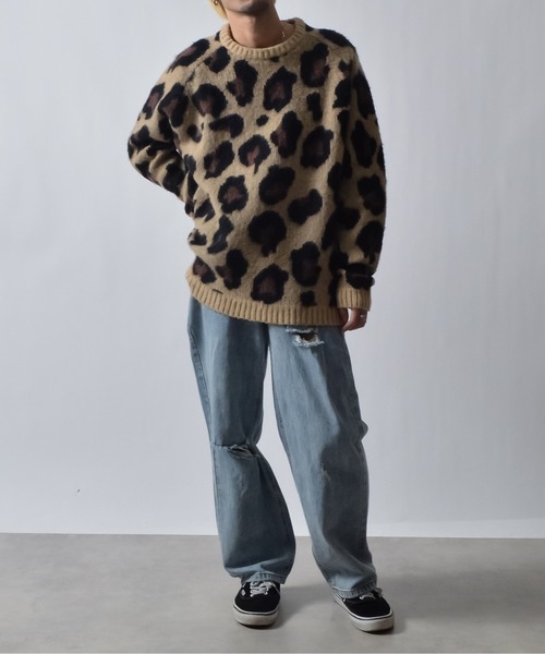 DOUBLE STEAL（ダブルスティール）の「DSクルーネックショートシャギーレオパードニット（ニット/セーター・メンズ・ベージュ・LARGE/MEDIUM）」の8枚目の写真
