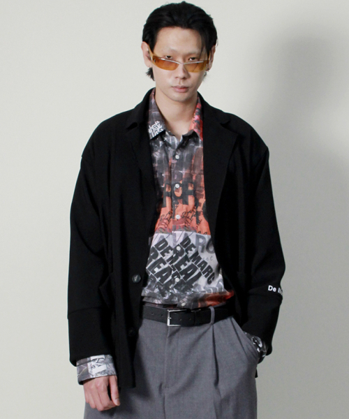 DEMARC(ドゥマーク)の「ルーズフィットリブテーラーカラージャケット ブラック(その他アウター・メンズ・その他・ONE SIZE)」の20枚目の写真