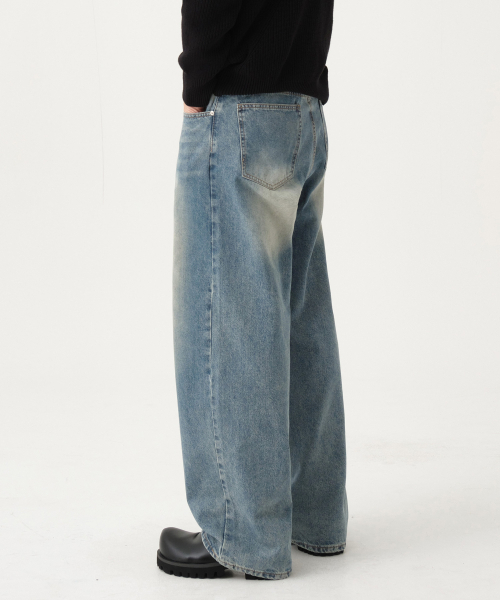 ACSHI(アクシ)の「ルーズウォッシュドバルーンフィットワイドデニムパンツユニセックス(ヴィンテージブルー)(デニムパンツ・メンズ・その他・S/M/L/XL/XS/XXL)」の3枚目の写真