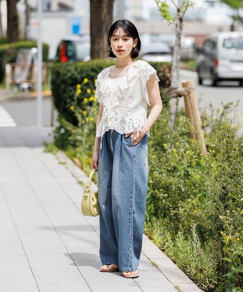 BAYFLOW（ベイフロー）の「[WEB限定/本格見えなのに楽ちん]デニムイージーパンツ（デニムパンツ・レディース・オフホワイト/サックスブルー/インディゴブルー・SMALL/MEDIUM/LARGE/X-SMALL）」の5枚目の写真