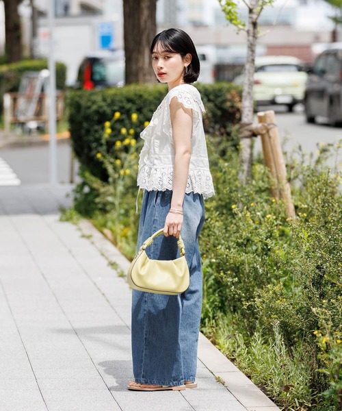 BAYFLOW（ベイフロー）の「[WEB限定/本格見えなのに楽ちん]デニムイージーパンツ（デニムパンツ・レディース・オフホワイト/サックスブルー/インディゴブルー・SMALL/MEDIUM/LARGE/X-SMALL）」の7枚目の写真