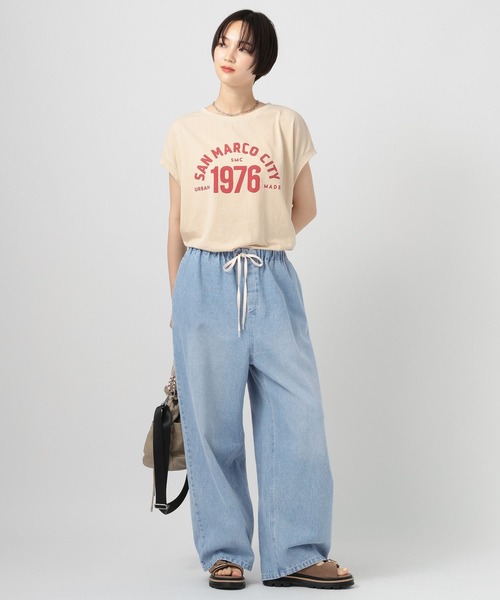BAYFLOW（ベイフロー）の「[WEB限定/本格見えなのに楽ちん]デニムイージーパンツ（デニムパンツ・レディース・オフホワイト/サックスブルー/インディゴブルー・SMALL/MEDIUM/LARGE/X-SMALL）」の16枚目の写真