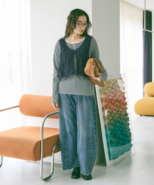 セルフカットカーブパンツ デニムパンツ（デニムパンツ）｜niko and