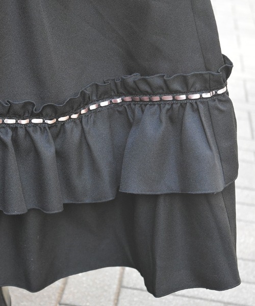 axes femme(アクシーズファム)の「ローズ×リボン姫袖ワンピース(ワンピース・レディース・キナリ/ブラック/ピンク・MEDIUM)」の8枚目の写真