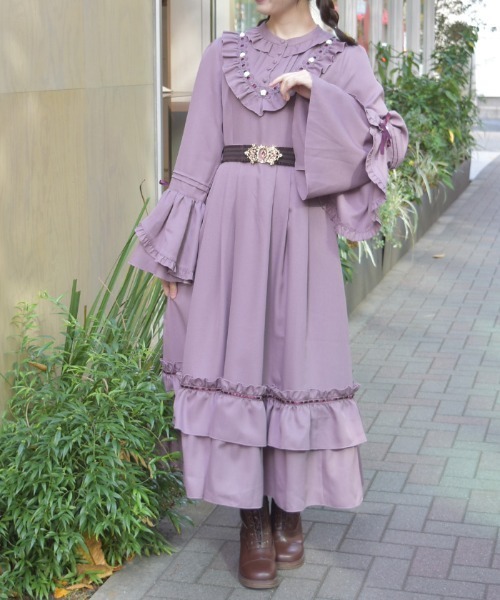 axes femme(アクシーズファム)の「ローズ×リボン姫袖ワンピース(ワンピース・レディース・キナリ/ブラック/ピンク・MEDIUM)」の14枚目の写真