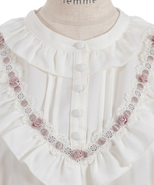 axes femme（アクシーズファム）の「ローズ×リボン姫袖ワンピース