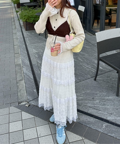 PILIT（ピリット）の「袖チュール切り替えロンTee（Tシャツ/カットソー・レディース・オフホワイト/ブラック・MEDIUM）」の22枚目の写真