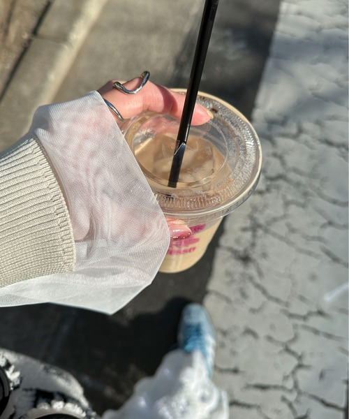 PILIT（ピリット）の「袖チュール切り替えロンTee（Tシャツ/カットソー・レディース・オフホワイト/ブラック・MEDIUM）」の4枚目の写真