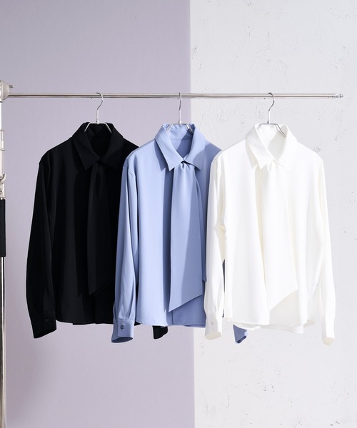 Ellno Loset(エルノロゼット)の「2wayノーブルボウタイシャツ(シャツ/ブラウス・メンズ・ブラック/オフホワイト/ブルー・SMALL/MEDIUM/LARGE)」の5枚目の写真
