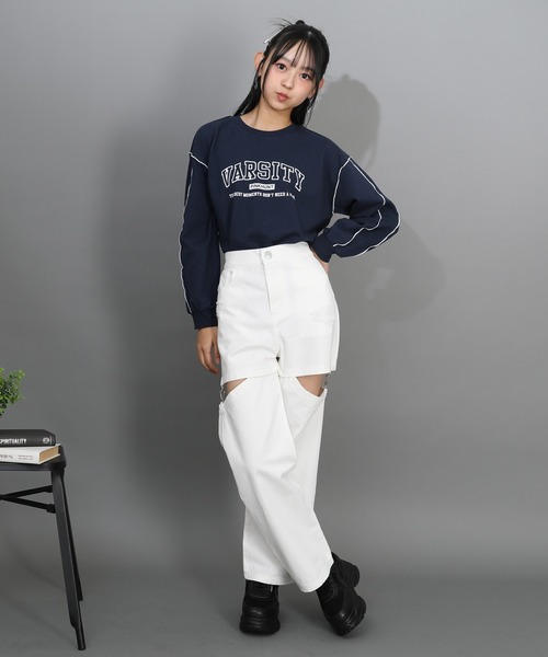 PINKHUNT（ピンクハント）の「PINKHUNT 2wayダメージデニムロングパンツ 1315K（デニムパンツ・キッズ・ホワイト/ブルー/ブラック・120cm/130cm/140cm/150cm/160cm）」の21枚目の写真