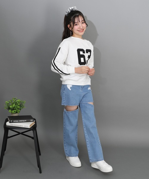 PINKHUNT（ピンクハント）の「PINKHUNT 2wayダメージデニムロングパンツ 1315K（デニムパンツ・キッズ・ホワイト/ブルー/ブラック・120cm/130cm/140cm/150cm/160cm）」の9枚目の写真