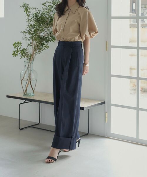 cle blatt(クレブラット)の「ロールアップワイドパンツ(その他パンツ・レディース・オフホワイト/ネイビー・MEDIUM/SMALL)」の10枚目の写真