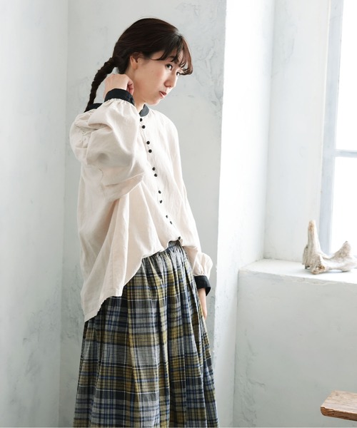 soulberry(ソウルベリー)の「ふた色ブラウス(シャツ/ブラウス・レディース・グレイッシュベージュ・M/L/LL/3L/4L/5L)」の16枚目の写真