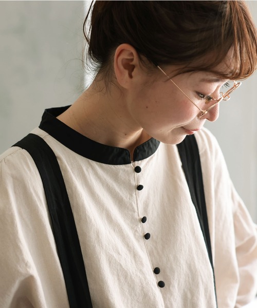 soulberry(ソウルベリー)の「ふた色ブラウス(シャツ/ブラウス・レディース・グレイッシュベージュ・M/L/LL/3L/4L/5L)」の12枚目の写真