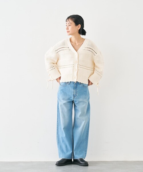 collex（コレックス）の「袖口レースアップ2WAYカーディガン（カーディガン/ボレロ・レディース・ネイビー/オフホワイト・フリー）」の3枚目の写真