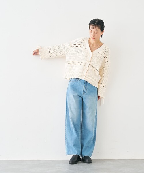 collex（コレックス）の「袖口レースアップ2WAYカーディガン（カーディガン/ボレロ・レディース・ネイビー/オフホワイト・フリー）」の5枚目の写真