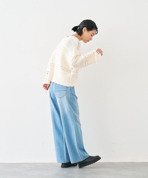 collex（コレックス）の「袖口レースアップ2WAYカーディガン（カーディガン/ボレロ・レディース・ネイビー/オフホワイト・フリー）」の7枚目の写真