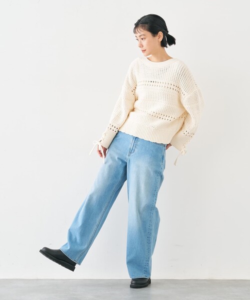 collex（コレックス）の「袖口レースアップ2WAYカーディガン（カーディガン/ボレロ・レディース・ネイビー/オフホワイト・フリー）」の9枚目の写真