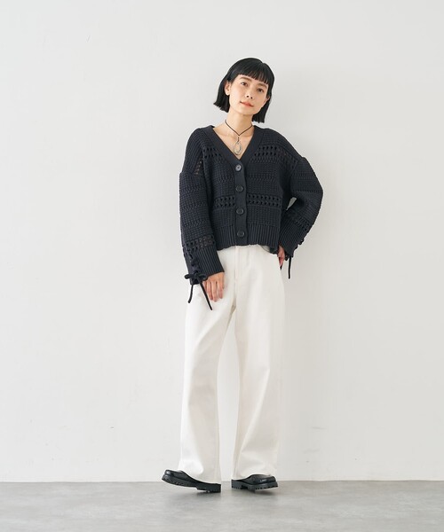 collex（コレックス）の「袖口レースアップ2WAYカーディガン（カーディガン/ボレロ・レディース・ネイビー/オフホワイト・フリー）」の15枚目の写真
