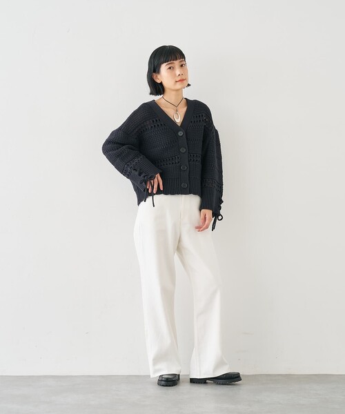 collex（コレックス）の「袖口レースアップ2WAYカーディガン（カーディガン/ボレロ・レディース・ネイビー/オフホワイト・フリー）」の16枚目の写真
