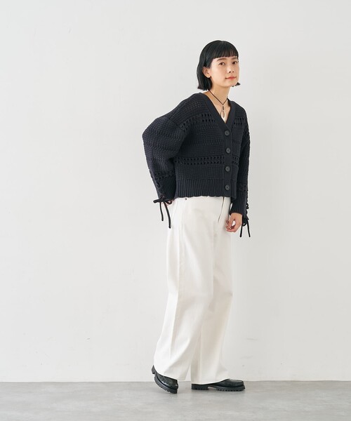collex（コレックス）の「袖口レースアップ2WAYカーディガン（カーディガン/ボレロ・レディース・ネイビー/オフホワイト・フリー）」の17枚目の写真