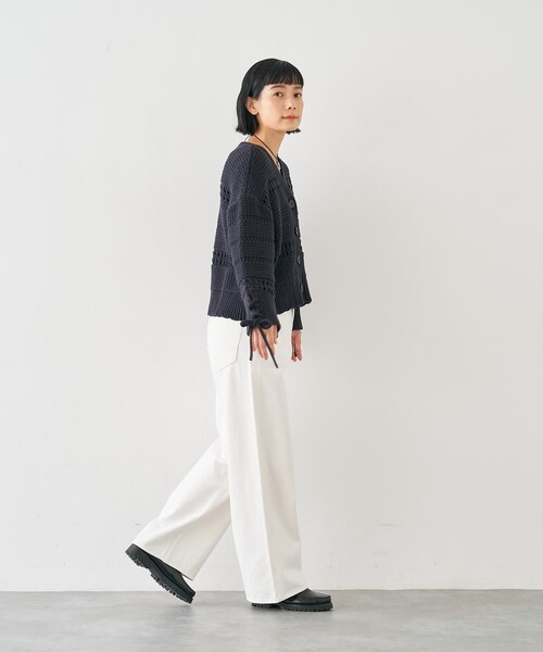 collex（コレックス）の「袖口レースアップ2WAYカーディガン（カーディガン/ボレロ・レディース・ネイビー/オフホワイト・フリー）」の18枚目の写真