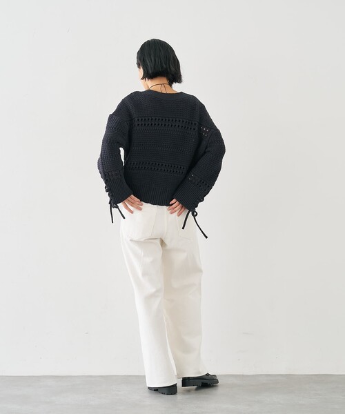 collex（コレックス）の「袖口レースアップ2WAYカーディガン（カーディガン/ボレロ・レディース・ネイビー/オフホワイト・フリー）」の20枚目の写真