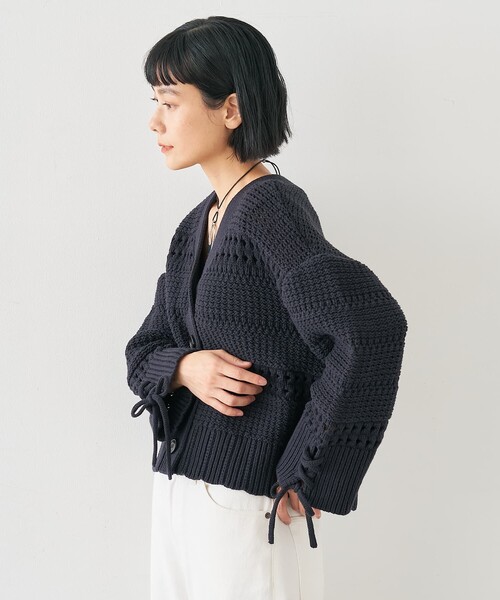 collex（コレックス）の「袖口レースアップ2WAYカーディガン（カーディガン/ボレロ・レディース・ネイビー/オフホワイト・フリー）」の20枚目の写真