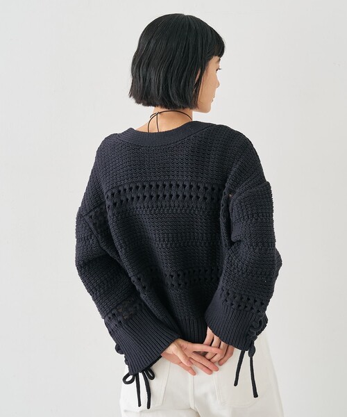 collex（コレックス）の「袖口レースアップ2WAYカーディガン（カーディガン/ボレロ・レディース・ネイビー/オフホワイト・フリー）」の21枚目の写真