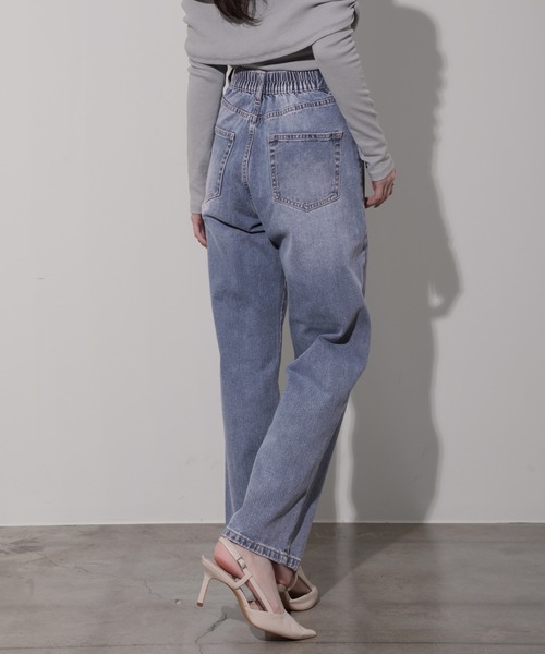 nouvellemoi(ヌーベルモイ)の「デニムストレートパンツ(デニムパンツ・レディース・ブラック/サックスブルー/ブルー/インディゴブルー・M)」の6枚目の写真