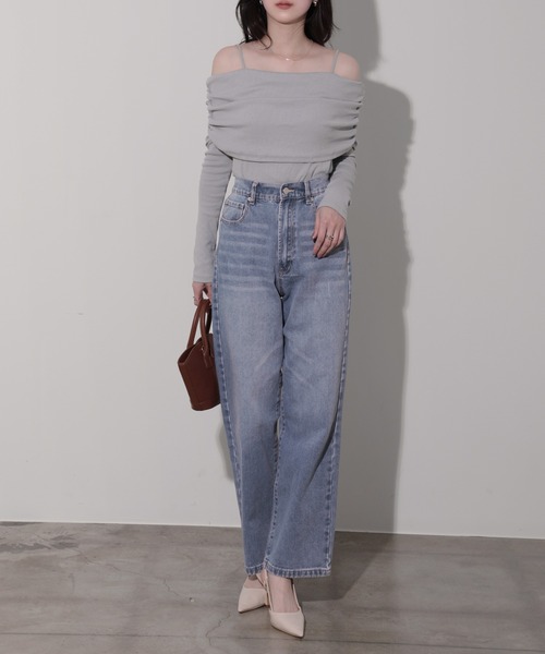 nouvellemoi(ヌーベルモイ)の「デニムストレートパンツ(デニムパンツ・レディース・ブラック/サックスブルー/ブルー/インディゴブルー・M)」の7枚目の写真
