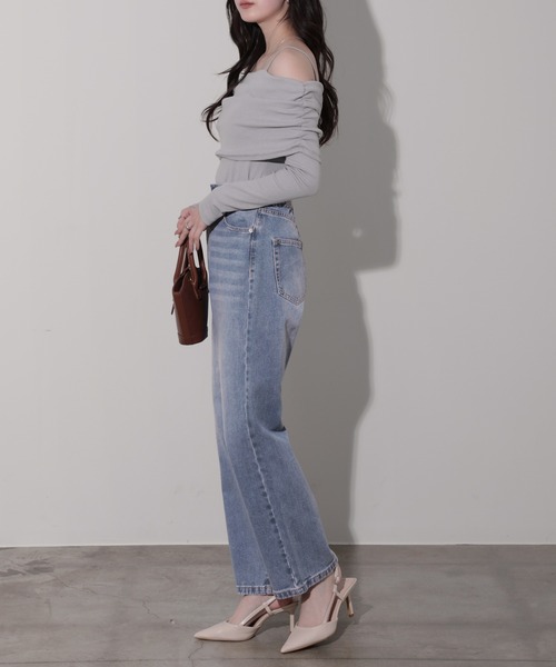 nouvellemoi(ヌーベルモイ)の「デニムストレートパンツ(デニムパンツ・レディース・ブラック/サックスブルー/ブルー/インディゴブルー・M)」の8枚目の写真