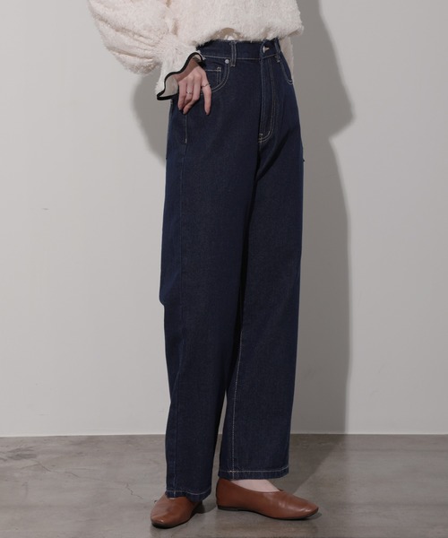 nouvellemoi(ヌーベルモイ)の「デニムストレートパンツ(デニムパンツ・レディース・ブラック/サックスブルー/ブルー/インディゴブルー・M)」の9枚目の写真