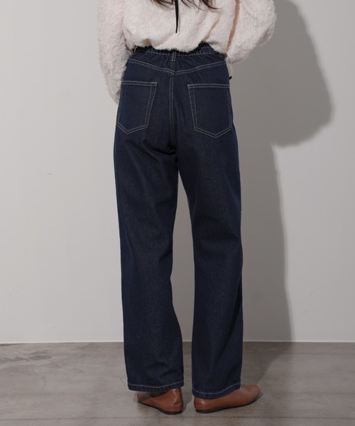 nouvellemoi(ヌーベルモイ)の「デニムストレートパンツ(デニムパンツ・レディース・ブラック/サックスブルー/ブルー/インディゴブルー・M)」の10枚目の写真