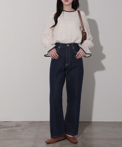 nouvellemoi(ヌーベルモイ)の「デニムストレートパンツ(デニムパンツ・レディース・ブラック/サックスブルー/ブルー/インディゴブルー・M)」の11枚目の写真