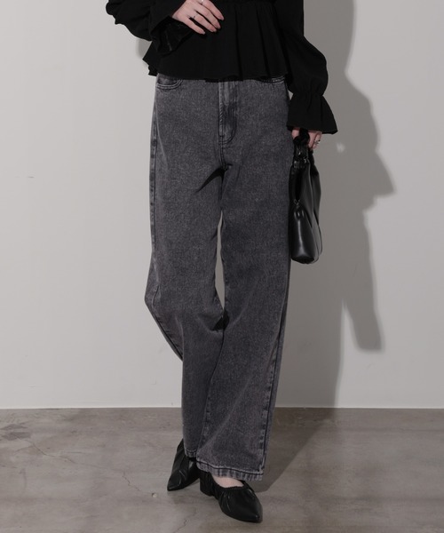 nouvellemoi(ヌーベルモイ)の「デニムストレートパンツ(デニムパンツ・レディース・ブラック/サックスブルー/ブルー/インディゴブルー・M)」の13枚目の写真